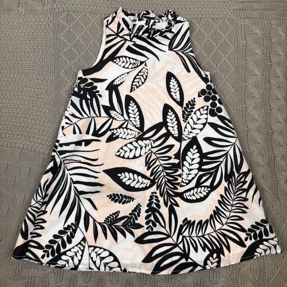 Janie & Jack Floral Sleeveless Dress in Black, Blush and Cream Leaf Pattern ~ 4